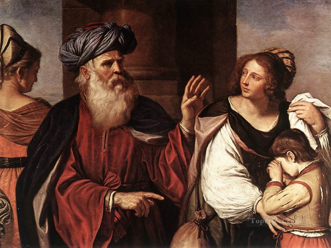 アブラハムがハガルとイシュマエルを追い出す バロック・グエルチーノ油絵
